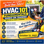 October 11th, 2027 -HVAC 101 Fundamentals: Hands-On Training with CFC & State Licensing (OUT OF COUNTY)