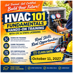 October 11th, 2027 -HVAC 101 Fundamentals: Hands-On Training with CFC & State Licensing (TRI-COUNTY RESIDENTS * CALVERT, CHARLES , ST. MARY'S * )